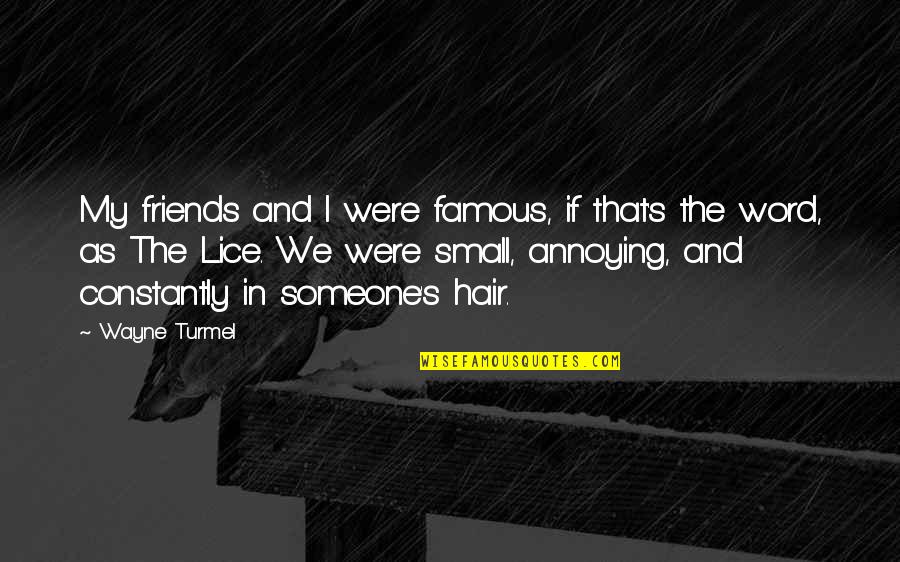 Annoying Friends Quotes By Wayne Turmel: My friends and I were famous, if that's