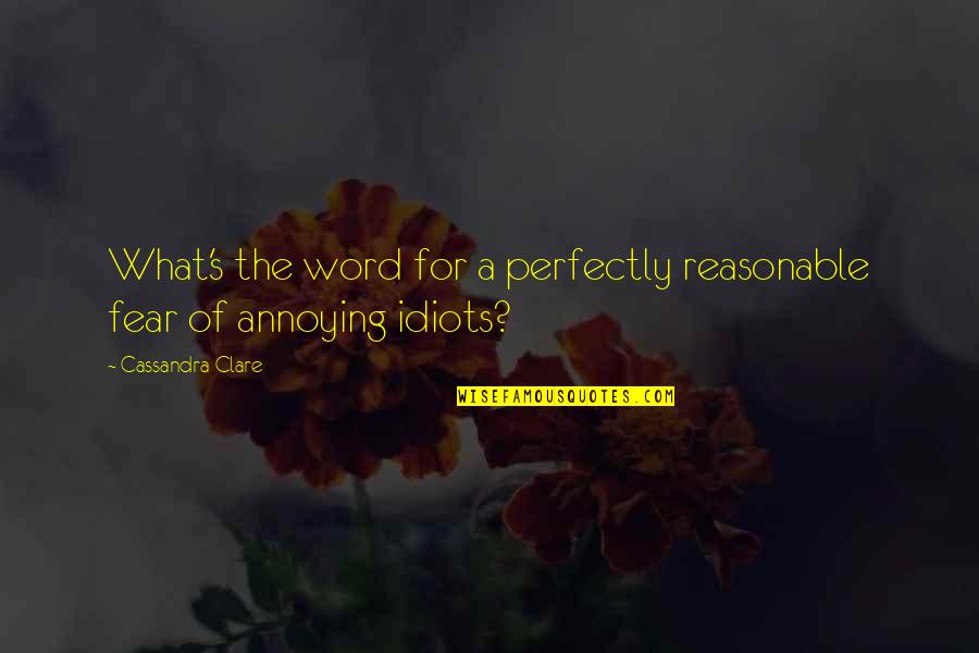 Annoying Quotes By Cassandra Clare: What's the word for a perfectly reasonable fear