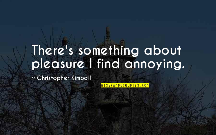 Annoying Quotes By Christopher Kimball: There's something about pleasure I find annoying.
