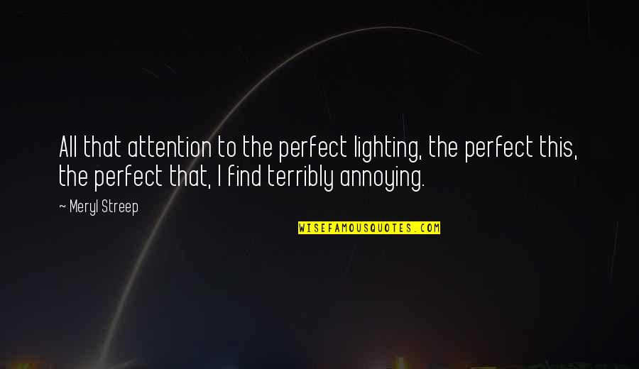Annoying Quotes By Meryl Streep: All that attention to the perfect lighting, the