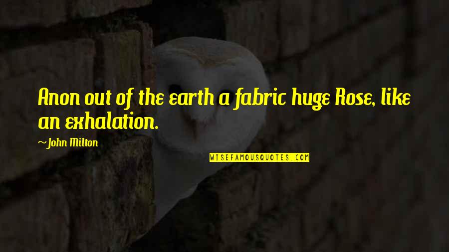 Anon Quotes By John Milton: Anon out of the earth a fabric huge