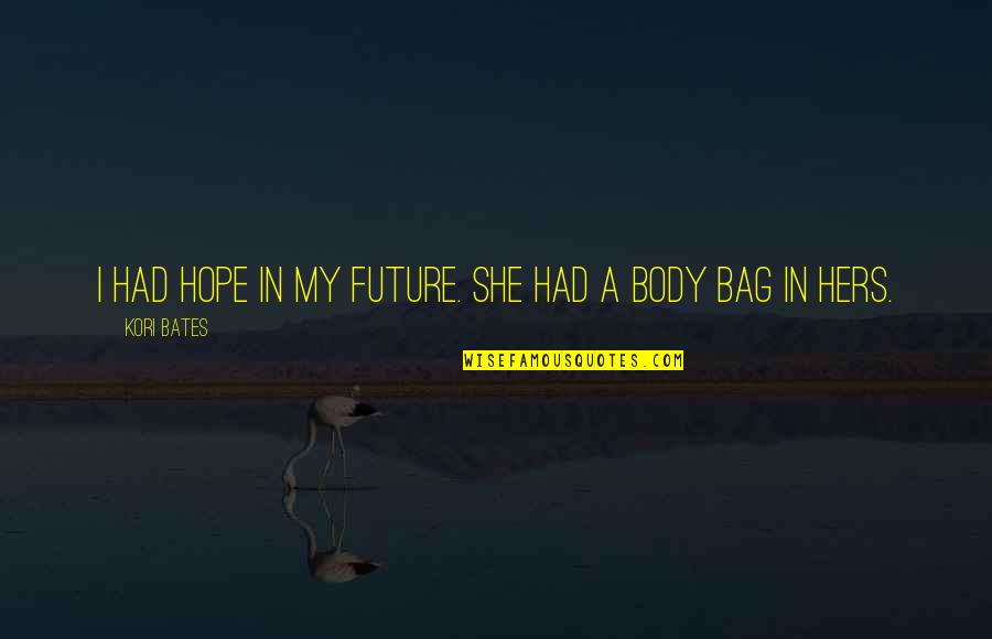 Anonymized Quotes By Kori Bates: I had hope in my future. She had