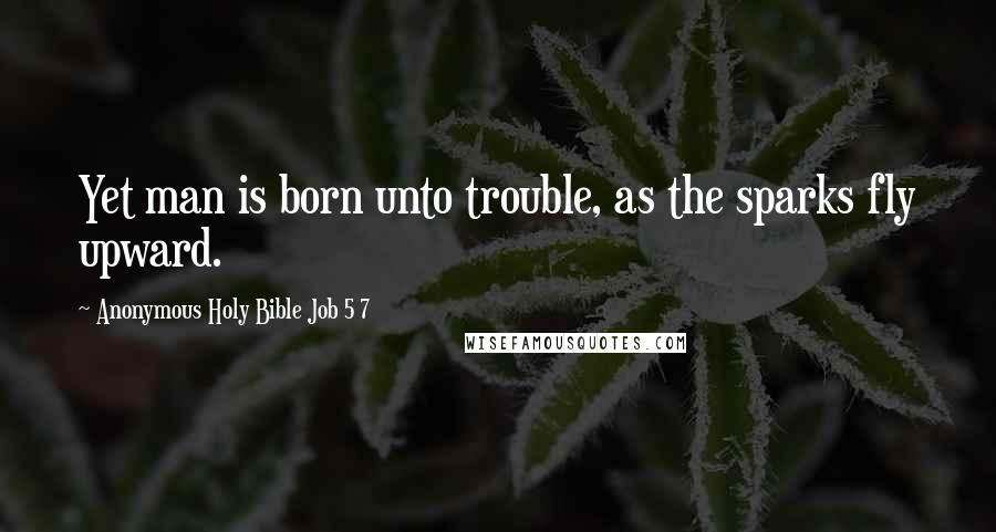 Anonymous Holy Bible Job 5 7 quotes: Yet man is born unto trouble, as the sparks fly upward.