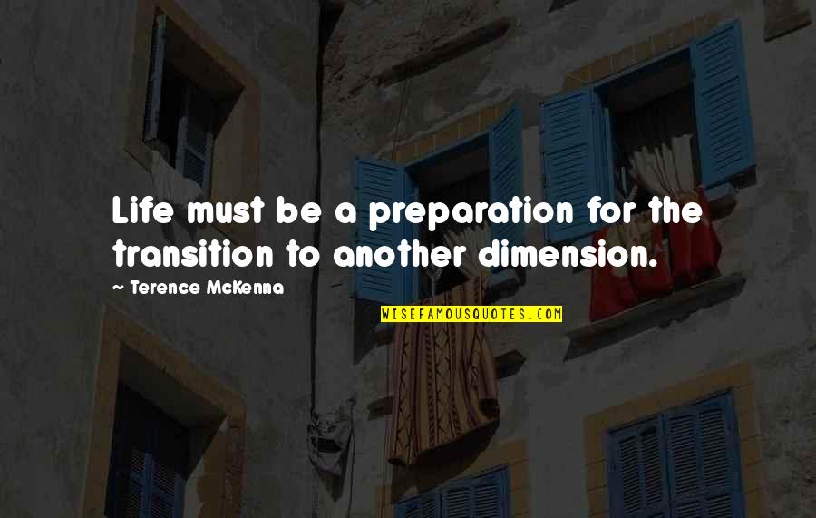 Another Dimension Quotes By Terence McKenna: Life must be a preparation for the transition