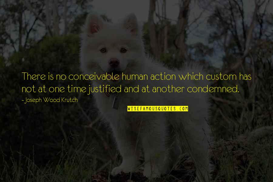 Another Time Quotes By Joseph Wood Krutch: There is no conceivable human action which custom