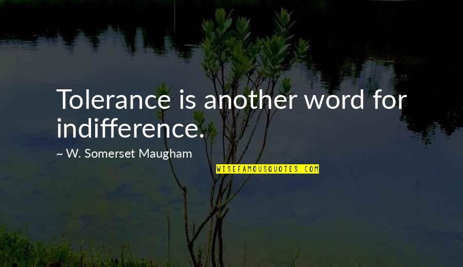 Another Word For Quotes By W. Somerset Maugham: Tolerance is another word for indifference.