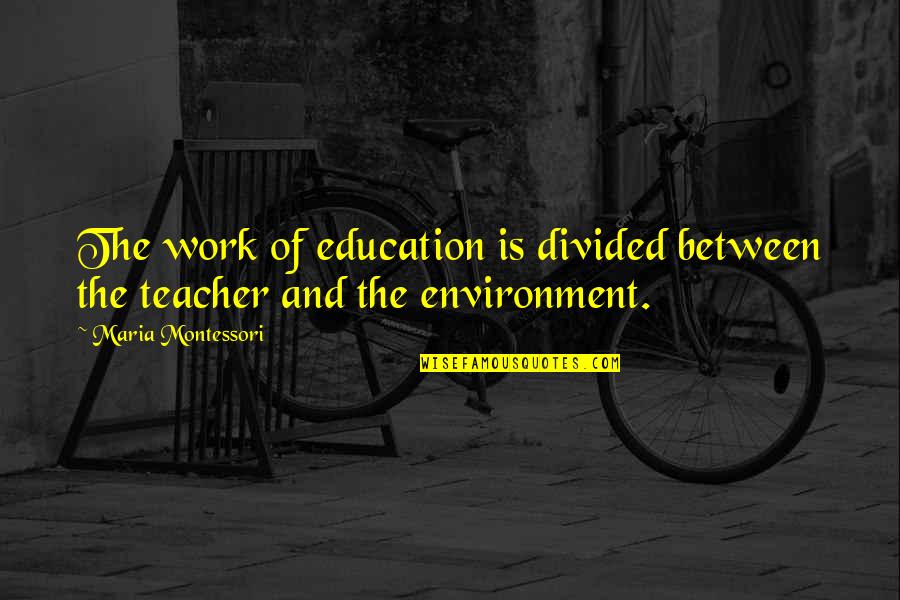 Another Year Closer To Death Quote Quotes By Maria Montessori: The work of education is divided between the