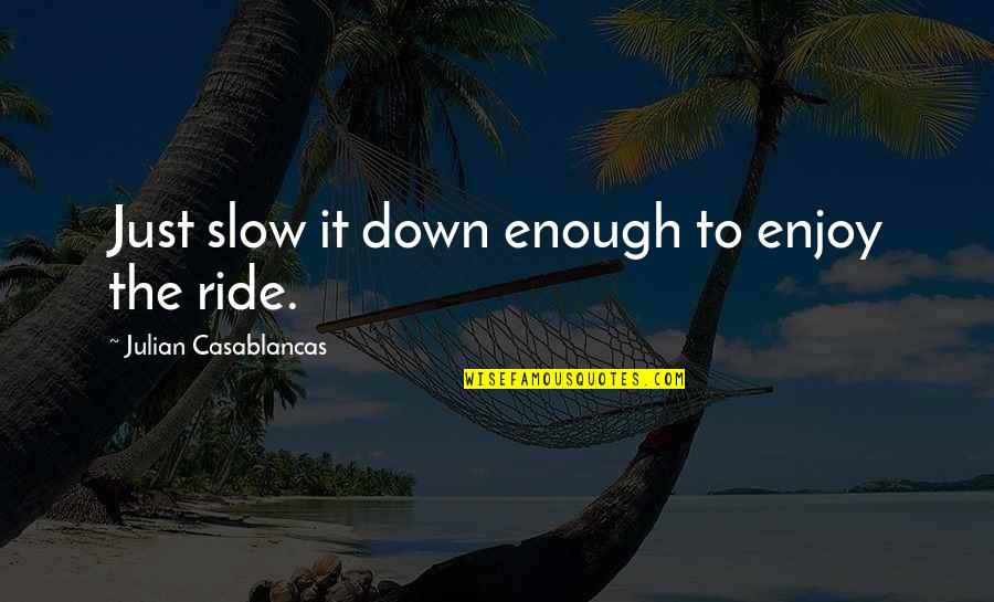Anquetil Christopher Quotes By Julian Casablancas: Just slow it down enough to enjoy the Anquetil Christopher Quotes By Julian Casablancas: Just slow it down enough to enjoy the
