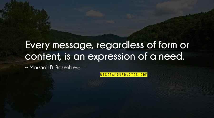 An'rew Quotes By Marshall B. Rosenberg: Every message, regardless of form or content, is