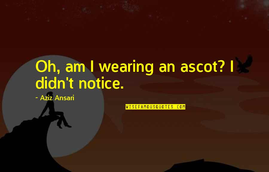 Ansari Quotes By Aziz Ansari: Oh, am I wearing an ascot? I didn't