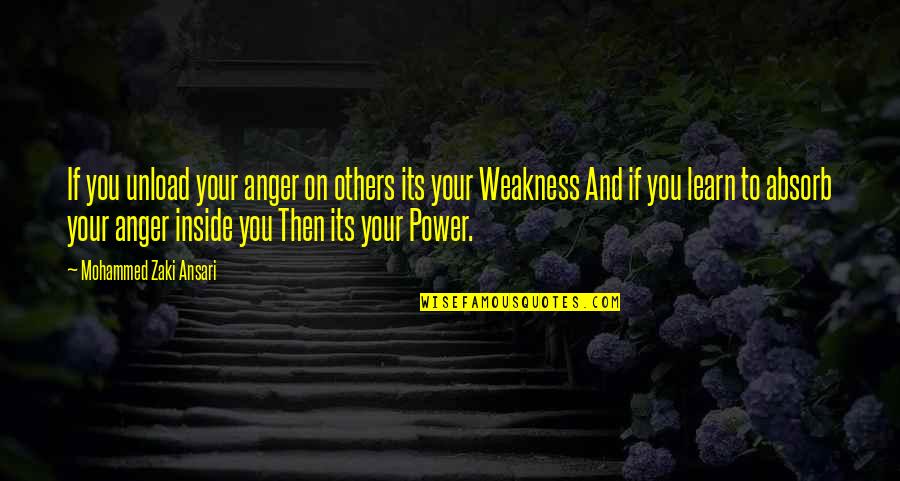 Ansari Quotes By Mohammed Zaki Ansari: If you unload your anger on others its