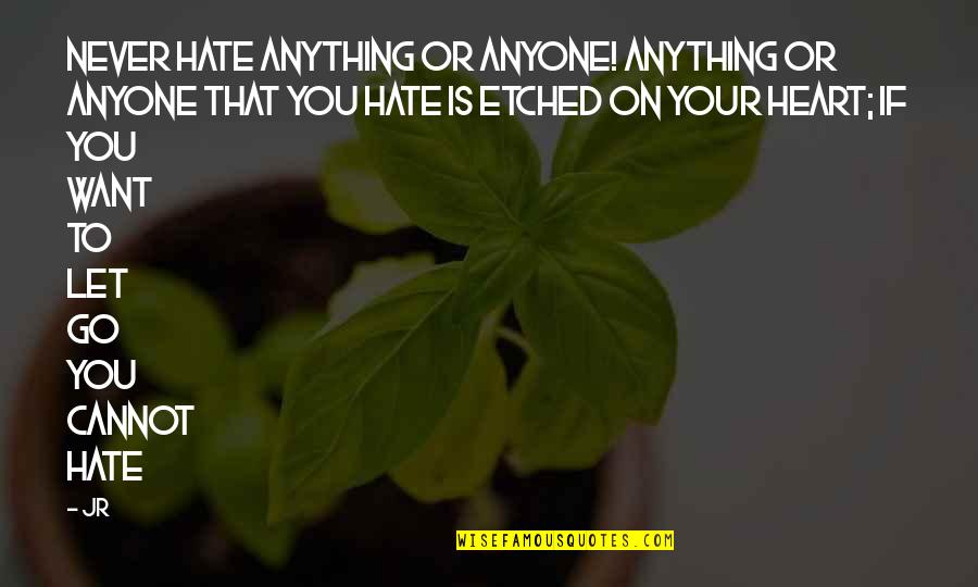 Anses Quotes By JR: Never hate anything or anyone! Anything or anyone Anses Quotes By JR: Never hate anything or anyone! Anything or anyone