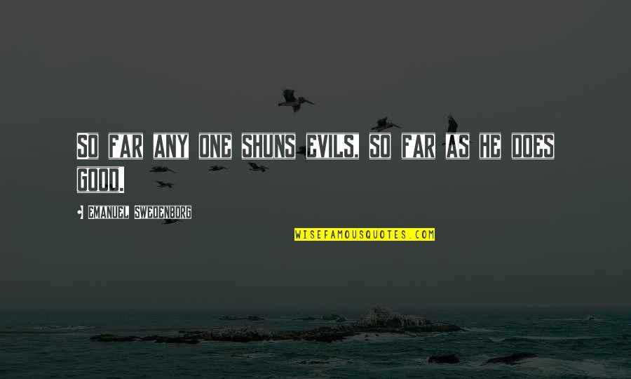 Anshula Quotes By Emanuel Swedenborg: So far any one shuns evils, so far