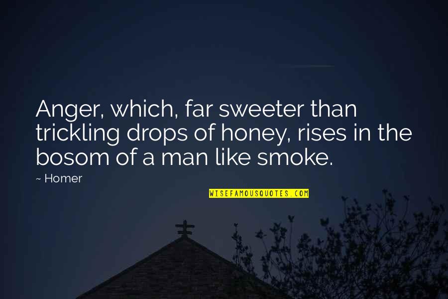 Ansie Quotes By Homer: Anger, which, far sweeter than trickling drops of