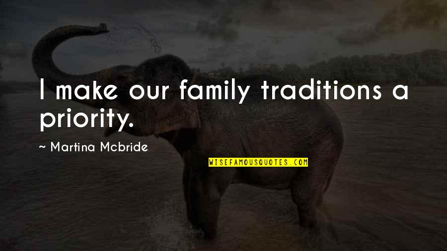Anstreben Synonym Quotes By Martina Mcbride: I make our family traditions a priority.