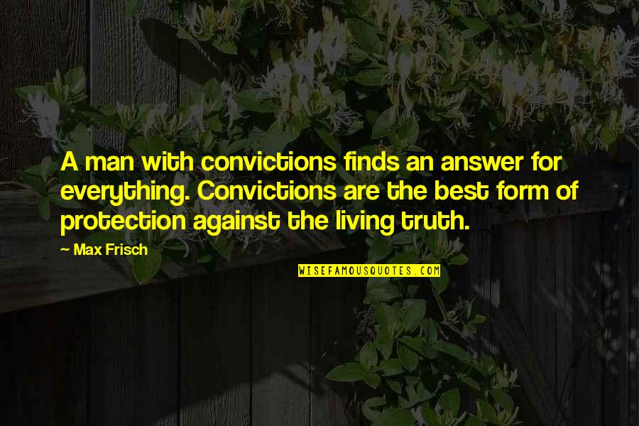 Answer The Quotes By Max Frisch: A man with convictions finds an answer for Answer The Quotes By Max Frisch: A man with convictions finds an answer for