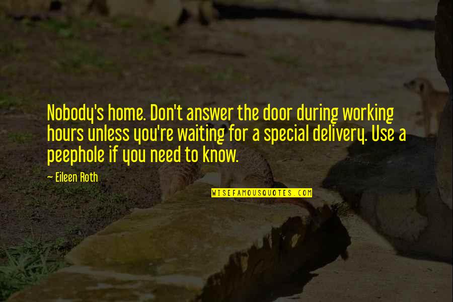 Answer To Need Quotes By Eileen Roth: Nobody's home. Don't answer the door during working Answer To Need Quotes By Eileen Roth: Nobody's home. Don't answer the door during working