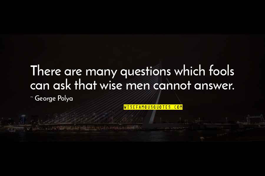 Answer Which Quotes By George Polya: There are many questions which fools can ask