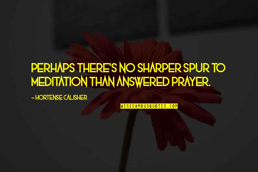 Answered Prayer Quotes By Hortense Calisher: Perhaps there's no sharper spur to meditation than