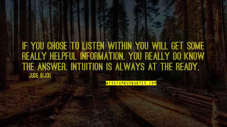 Answers Within Quotes By Jude Bijou: If you chose to listen within you will