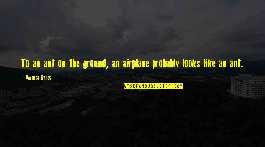 Ant Quotes By Amanda Bynes: To an ant on the ground, an airplane