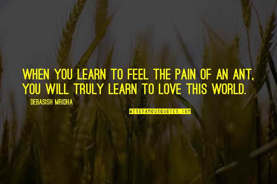 Ant Quotes By Debasish Mridha: When you learn to feel the pain of