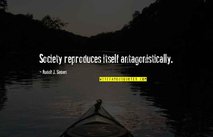 Antagonistically Quotes By Rudolf J. Siebert: Society reproduces itself antagonistically.