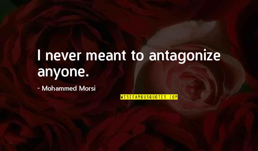 Antagonize Quotes By Mohammed Morsi: I never meant to antagonize anyone.