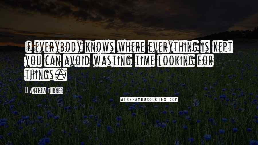 Anthea Turner quotes: If everybody knows where everything is kept you can avoid wasting time looking for things.