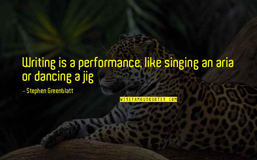 Antheunis Zwembaden Quotes By Stephen Greenblatt: Writing is a performance, like singing an aria