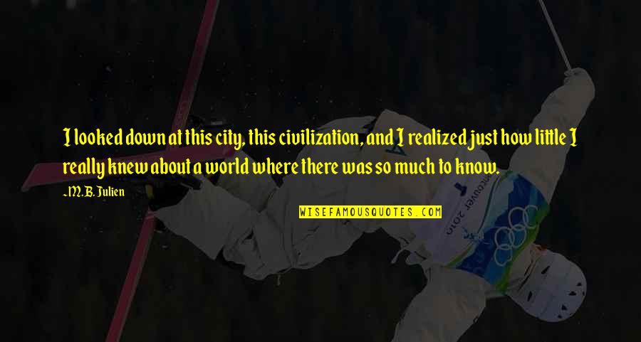Anthology Quotes By M.B. Julien: I looked down at this city, this civilization,