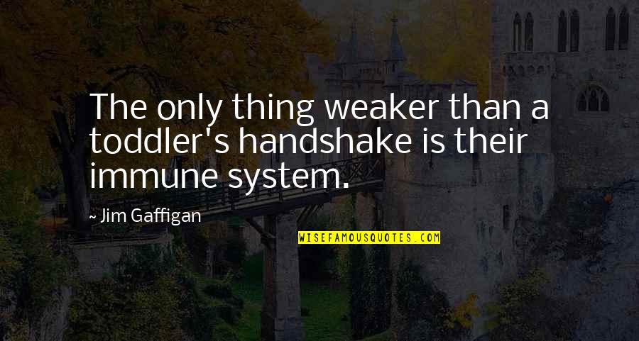 Anthonisen Clasificacion Quotes By Jim Gaffigan: The only thing weaker than a toddler's handshake