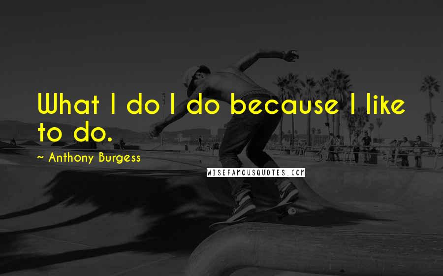 Anthony Burgess quotes: What I do I do because I like to do.