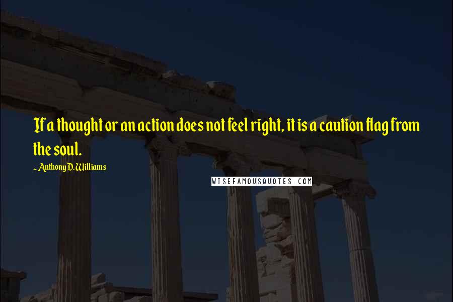 Anthony D. Williams quotes: If a thought or an action does not feel right, it is a caution flag from the soul.