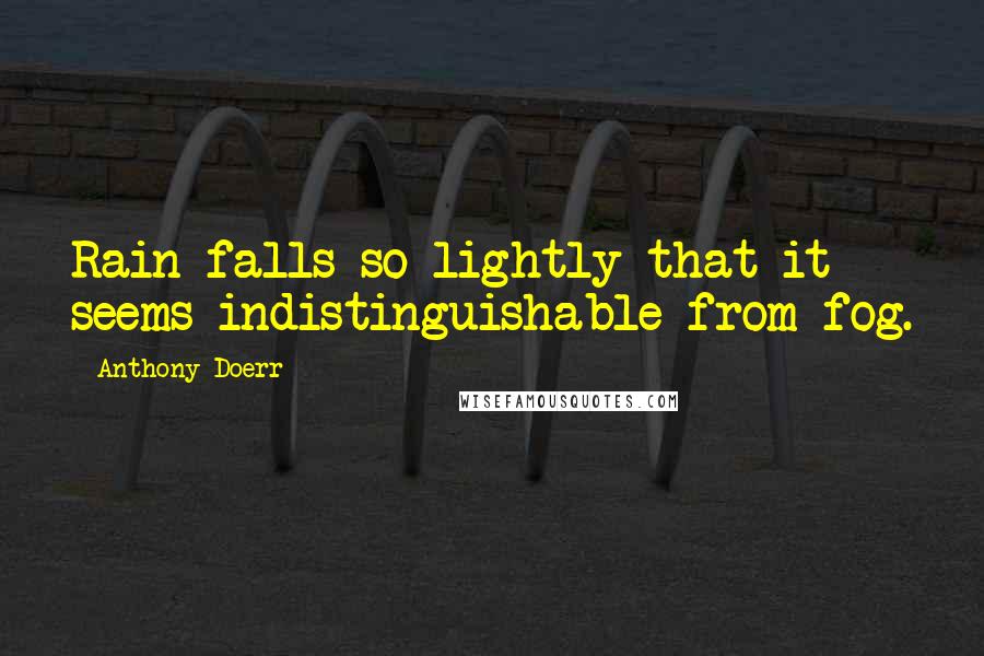 Anthony Doerr quotes: Rain falls so lightly that it seems indistinguishable from fog.