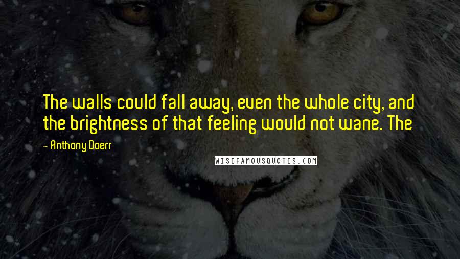 Anthony Doerr quotes: The walls could fall away, even the whole city, and the brightness of that feeling would not wane. The