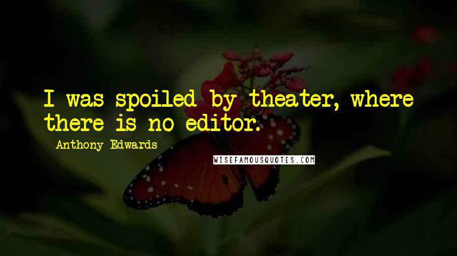 Anthony Edwards quotes: I was spoiled by theater, where there is no editor.