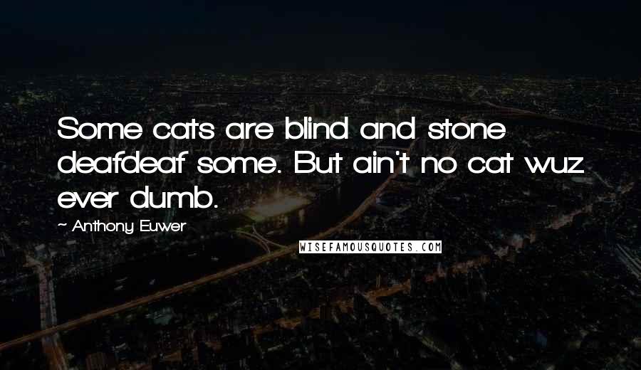 Anthony Euwer quotes: Some cats are blind and stone deafdeaf some. But ain't no cat wuz ever dumb.