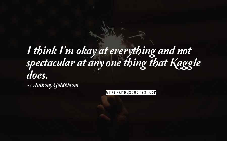 Anthony Goldbloom quotes: I think I'm okay at everything and not spectacular at any one thing that Kaggle does.