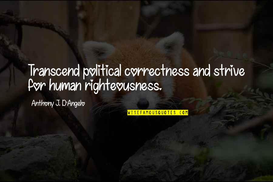 Anthony J D Angelo Quotes By Anthony J. D'Angelo: Transcend political correctness and strive for human righteousness.