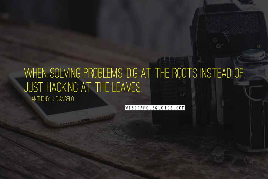 Anthony J. D'Angelo quotes: When solving problems, dig at the roots instead of just hacking at the leaves.