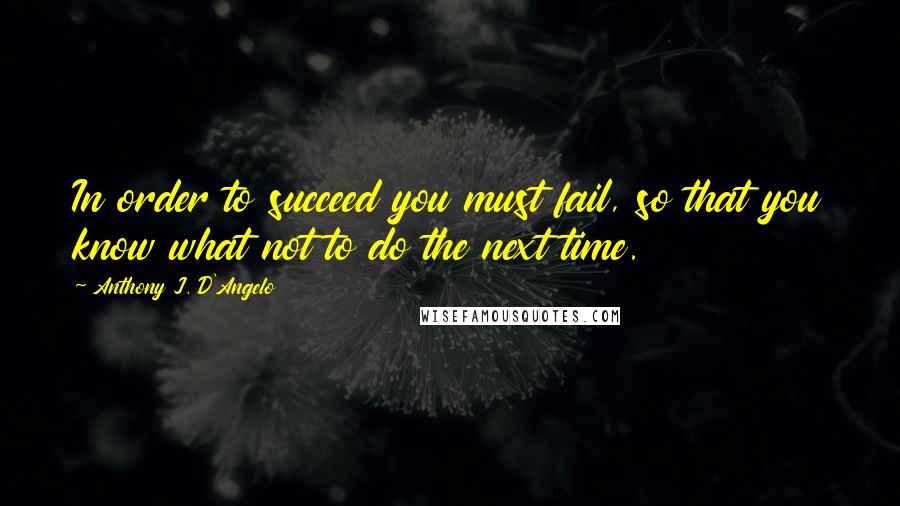 Anthony J. D'Angelo quotes: In order to succeed you must fail, so that you know what not to do the next time.