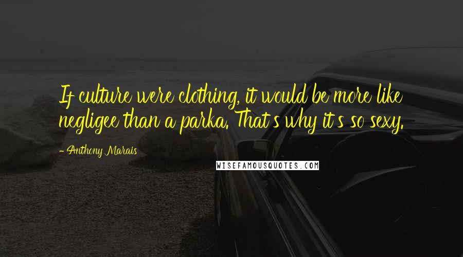 Anthony Marais quotes: If culture were clothing, it would be more like negligee than a parka. That's why it's so sexy.