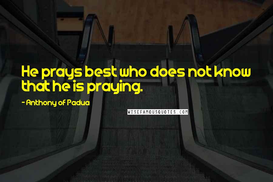 Anthony Of Padua quotes: He prays best who does not know that he is praying.