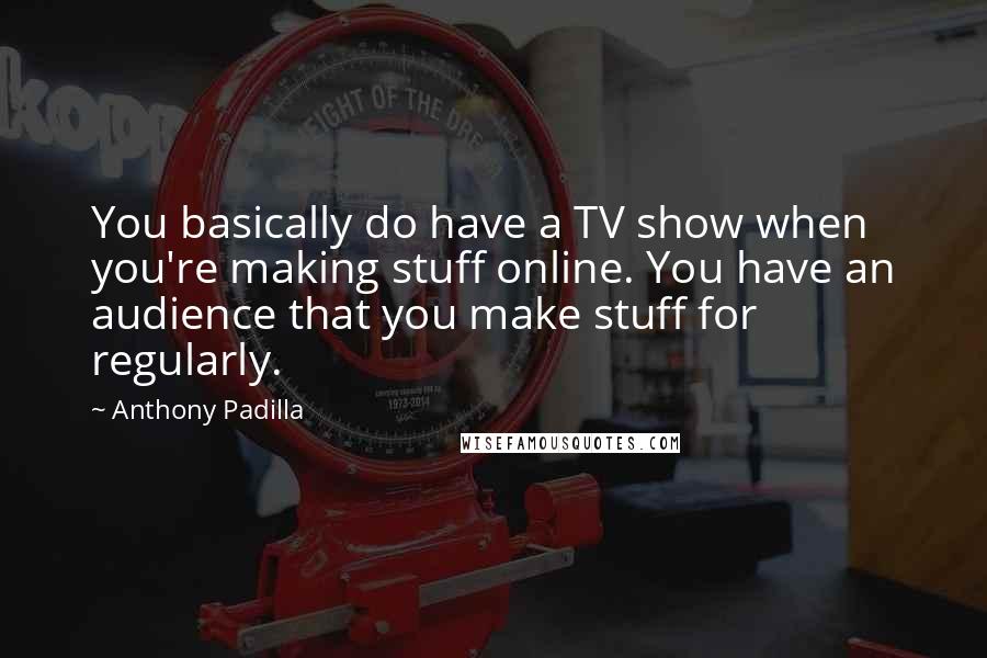 Anthony Padilla quotes: You basically do have a TV show when you're making stuff online. You have an audience that you make stuff for regularly.