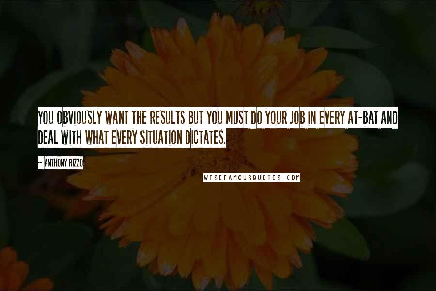 Anthony Rizzo quotes: You obviously want the results but you must do your job in every at-bat and deal with what every situation dictates.