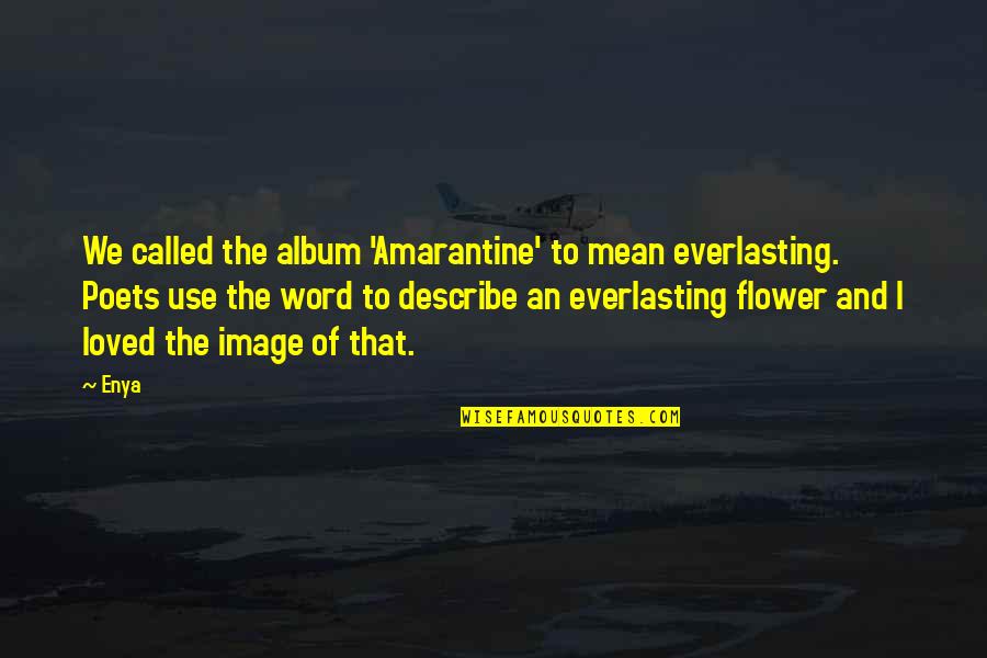 Anthropological Perspective Quotes By Enya: We called the album 'Amarantine' to mean everlasting. Anthropological Perspective Quotes By Enya: We called the album 'Amarantine' to mean everlasting.