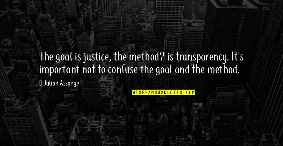 Anthroposophie Bedeutung Quotes By Julian Assange: The goal is justice, the method? is transparency. Anthroposophie Bedeutung Quotes By Julian Assange: The goal is justice, the method? is transparency.