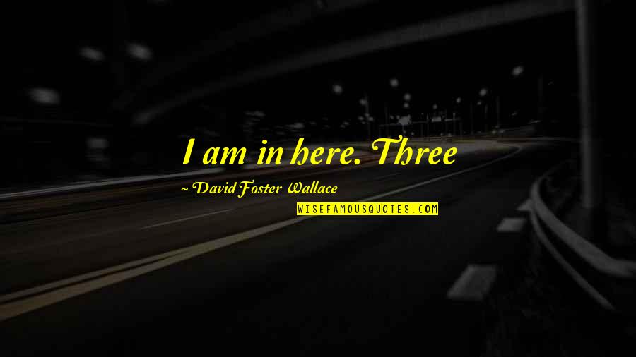 Anthropotheistic Quotes By David Foster Wallace: I am in here. Three