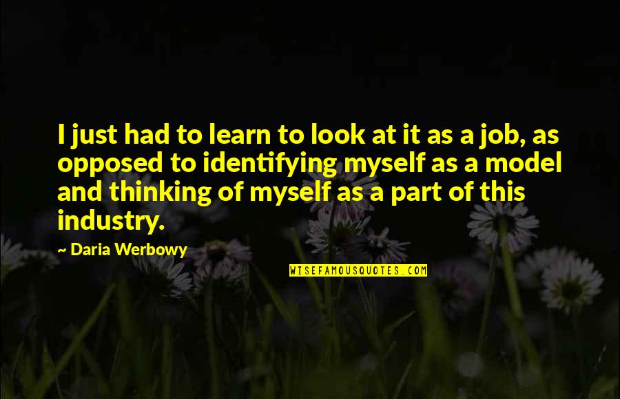 Anti Anarchist Quotes By Daria Werbowy: I just had to learn to look at